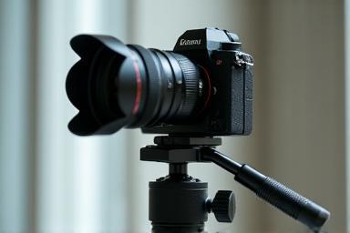 Camera and lens on a tripod