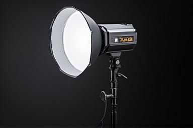 Studio strobe light with a softbox