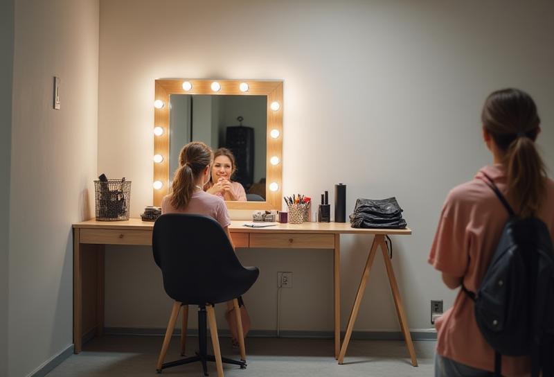 View of the makeup and styling station